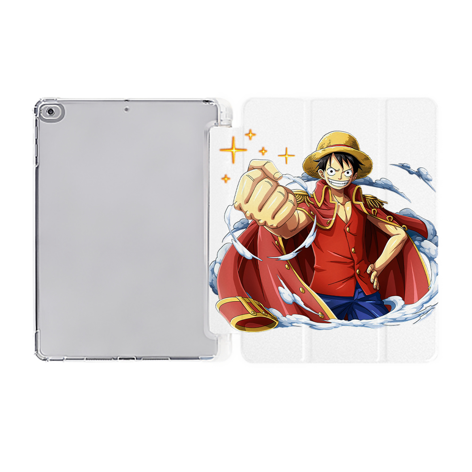 （画像用） ワンピース モンキー・D・ルフィ ONE PIECE Monkey D. Luffy IPad ケース ペン収納付き 三つ折りスタンド PUレザー×シリコン 対応機種9.5/10.5/10.9インチ